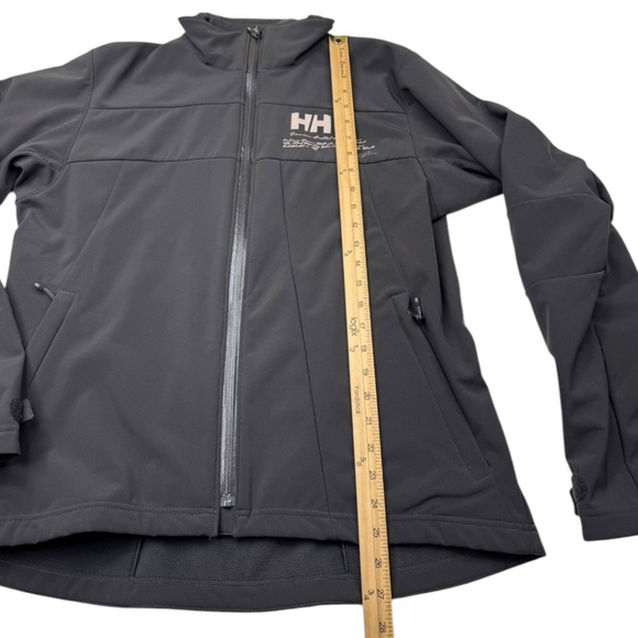 Helly Hansen HH Gray Script Full Zip Pleated Soft Shell Tech Jacket - Picture 12 of 14